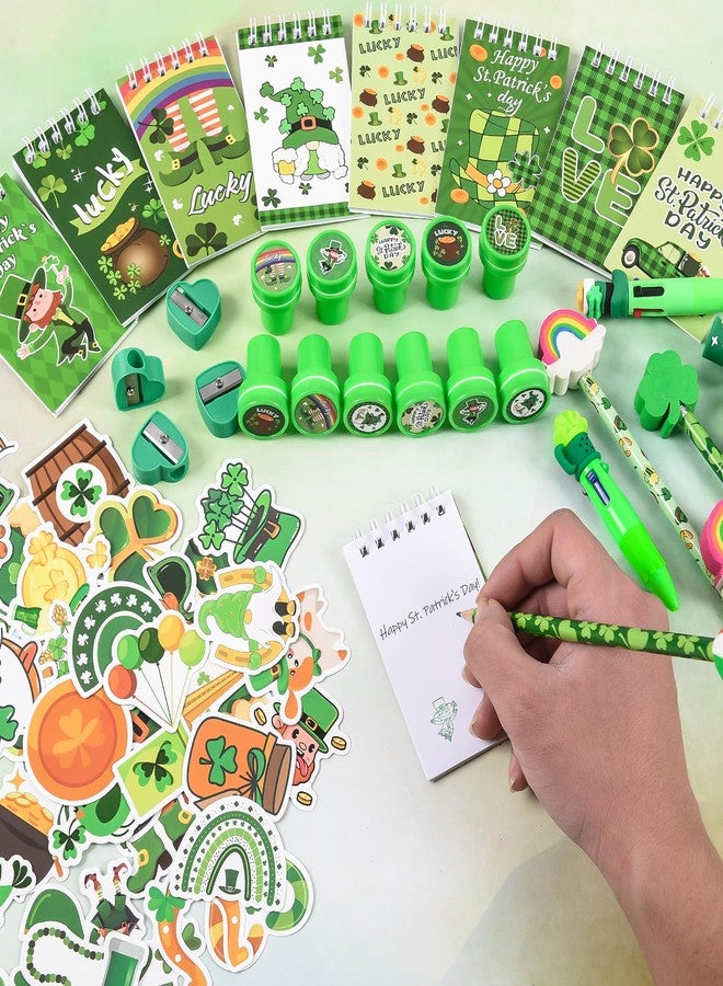 LiYiQ 247 Pcs St Patrick's Day Party Favors Return Gifts for Party, Student Stationery Gifts from Teacher, Pencil Erasers Notebooks Stickers for Classroom Birthday Goodie Bags Rewards Prizes - Image 2