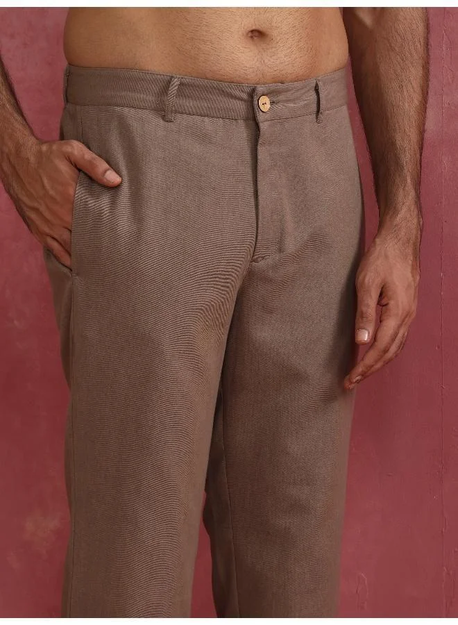 ترو برونز Men's Grey Cotton Twill Pants
