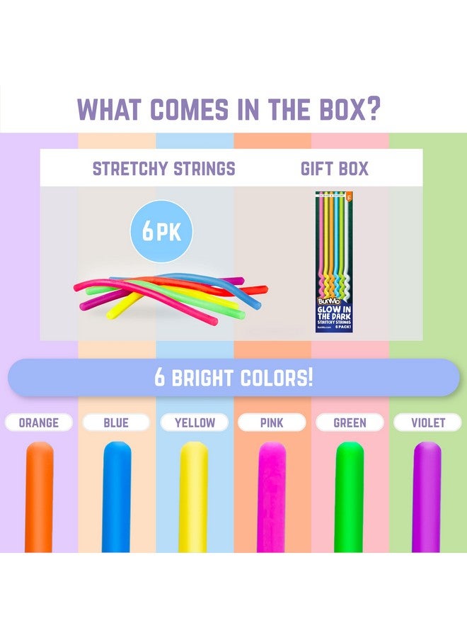 BUNMO Stretchy Strings - Sensory Toys for Toddlers - Stimulating & Addictive Sensory Toys for Kids - Fidget Toy - Hours of Fun for Kids - Non-Mouthable Toy 3+ - Glow 6 Pack - Image 3