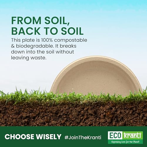 ECO kranti – 12 Inch Bagasse Disposable Plates | Pack of 25 | Eco-Friendly, Biodegradable & Compostable | 100% Natural Plant-Based | Long Lasting Plates for Birthday, Wedding, Party & All Events - Image 5