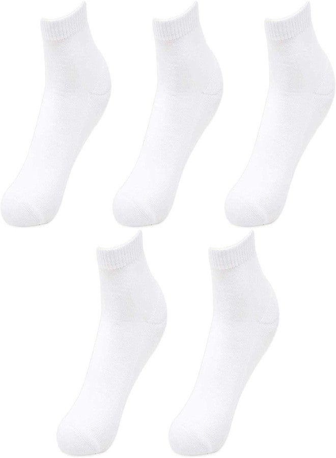 Malvina Boy's & Girl's Cotton Ankle Length Highly Stretchable Sports Socks (White) - Pack of 5 - Image 1