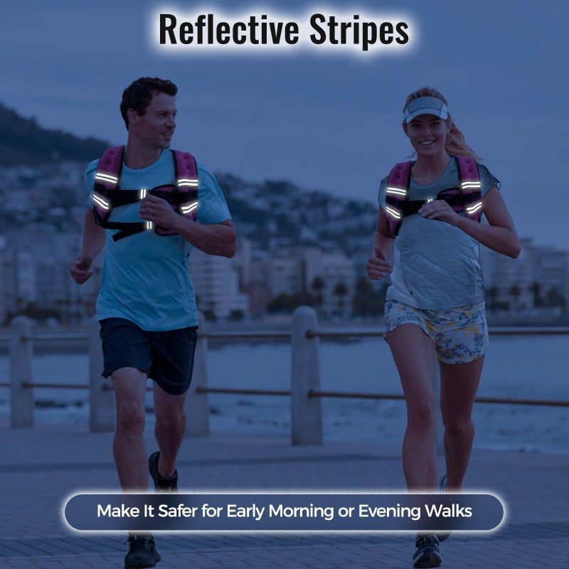 Zeerun Weighted Vest for Women & Men with Reflective Stripe and Adjustable Buckle, Comfortable & Durable Rucking Vest for Walking, Running & Strength Training, 15LBS-Pink - Image 5