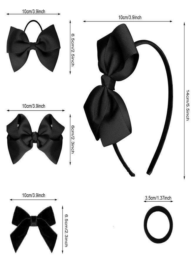 baotongle 15pcs Black School Hair Accessories Set Uniform Hair Bow Headband Clips Hair Ties Curly Bows for Little Toddler School Girls (Black) - Image 2