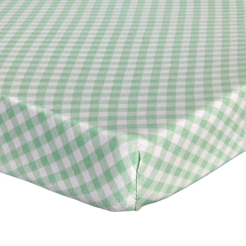 Abstract Mini Crib Cotton Sheets - Pack n Play Sheets Fitted- Ultra Soft Crib Sheets for Boys Girls Baby - Universal - Snug Fitted - Cotton - 24"x38" (Green Checkered) - Image 1