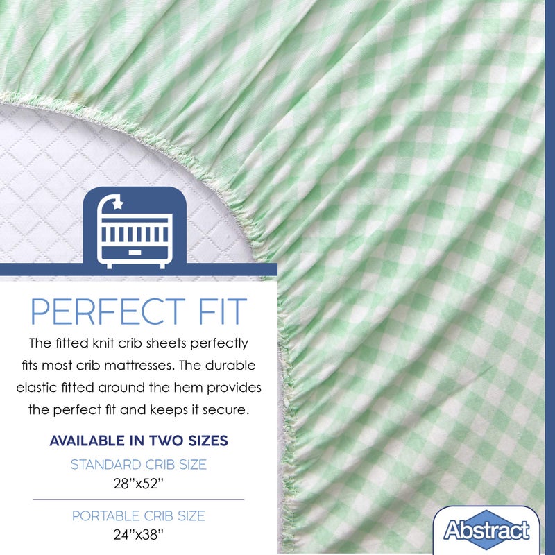 Abstract Mini Crib Cotton Sheets - Pack n Play Sheets Fitted- Ultra Soft Crib Sheets for Boys Girls Baby - Universal - Snug Fitted - Cotton - 24"x38" (Green Checkered) - Image 3