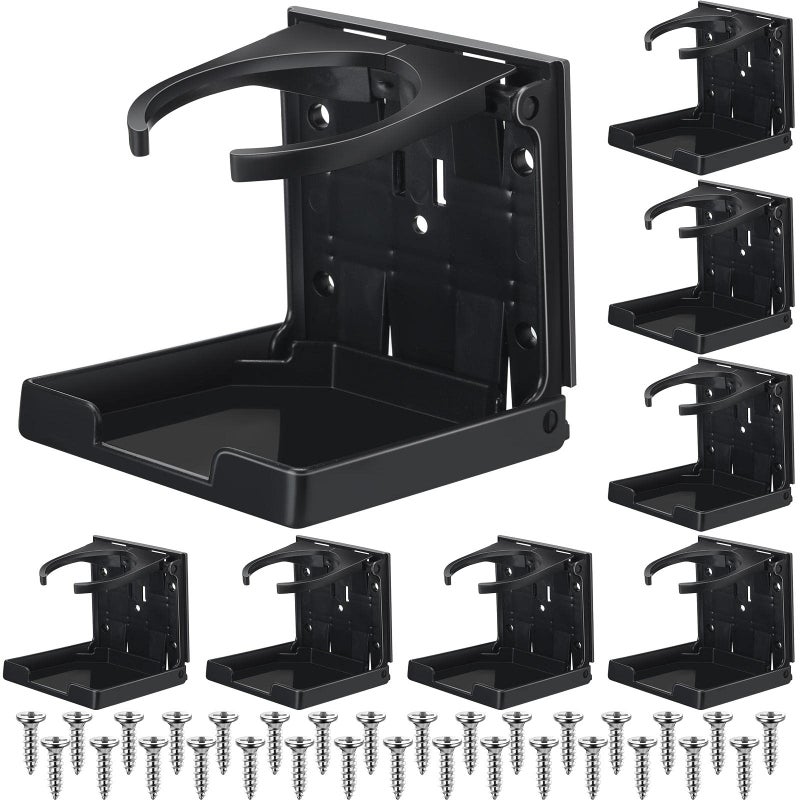 Boat Cup Holder Folding Cup Holder Adjustable Drink Holder with Screws Wall Mount Plastic Cup Holder Car Water Bottle Holder Autos Boats Accessories for Trucks Autos Boats Accessories Black