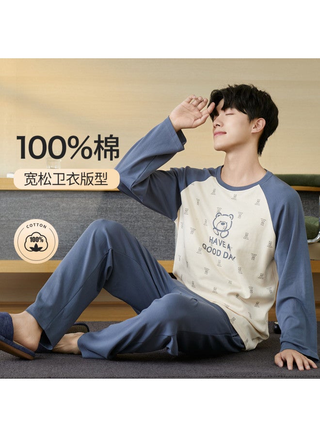 Fenton طقم بيجامة طويل الأكمام للرجال، ملابس منزلية للمراهقين - Image 2