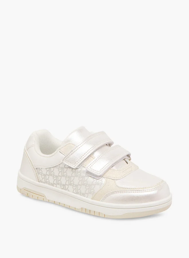 باربي Girls Printed Sneakers with Hook and Loop Closure