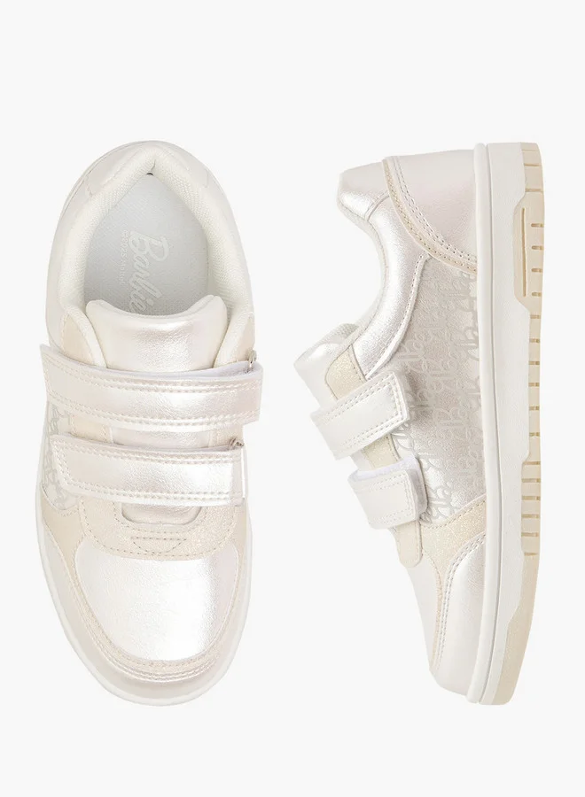 باربي Girls Printed Sneakers with Hook and Loop Closure