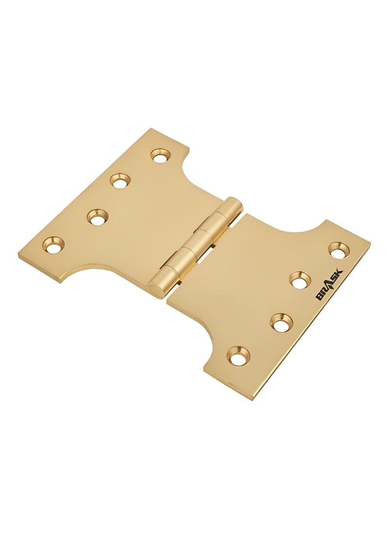BRASK BRASK Brass Heavy Duty Parliament Hinges 5 x 4 x 4 mm Wide Opening Extended Hinges with Screws 1 Golden Satin  - Image 1
