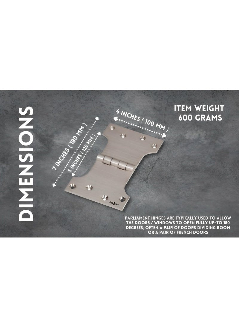 BRASK BRASK Brass Heavy Duty Parliament Hinges 5 x 4 x 4 mm Wide Opening Extended Hinges with Screws 1 Golden Satin  - Image 2