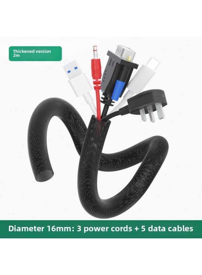 Computer Cable Hidden Wire Harness Artifact Hub Storage Tube Chassis Wire Management Wire Protective Sleeve Finishing Anti-cat Bite Sleeve-Color:Flame Retardant Braided Pipe-high Efficiency Cable Management-16mm Black Casing- 2m Easy Cutting