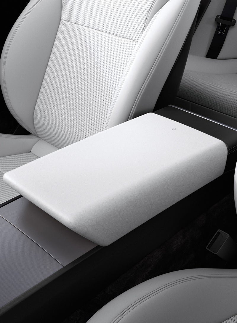 Spigen Center Console Non-Slip Armrest Cover for Tesla Model Y Juniper 2026/2025) and Model 3 Highland (2026/25/24) Standard, Premium & Performance Models - White - Image 1
