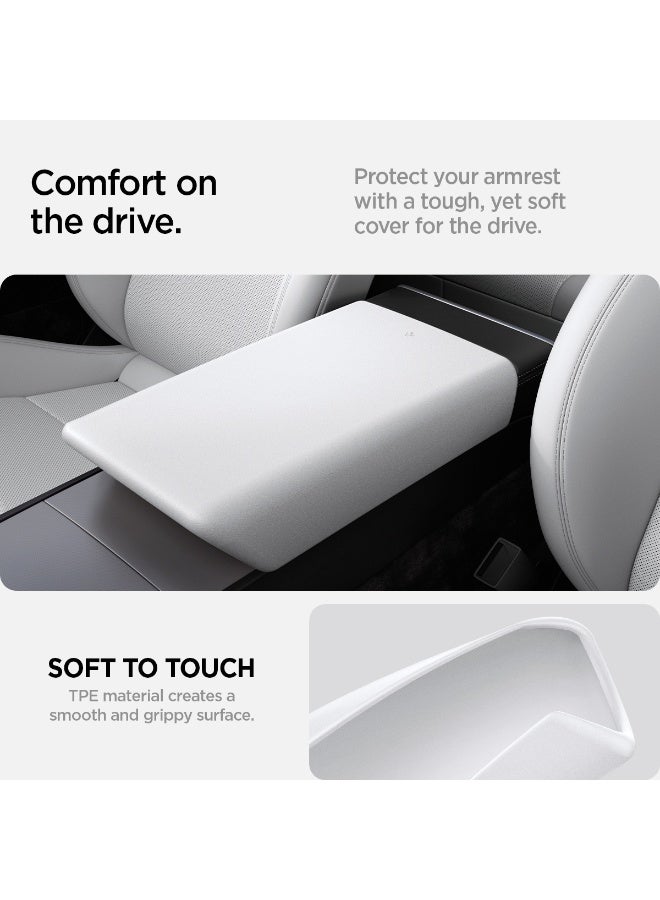 Spigen Center Console Non-Slip Armrest Cover for Tesla Model Y Juniper 2026/2025) and Model 3 Highland (2026/25/24) Standard, Premium & Performance Models - White - Image 4
