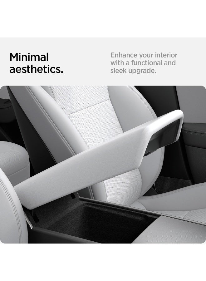 Spigen Center Console Non-Slip Armrest Cover for Tesla Model Y Juniper 2026/2025) and Model 3 Highland (2026/25/24) Standard, Premium & Performance Models - White - Image 3