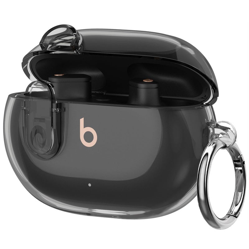 Olytop for Beats Studio Buds/Buds + Clear Case with Lock 2021/2023, Soft Transparent TPU Protective Cover Skin with Keychain Women Men for Beat Studio Buds/Buds Plus Earbuds - Black - Image 1