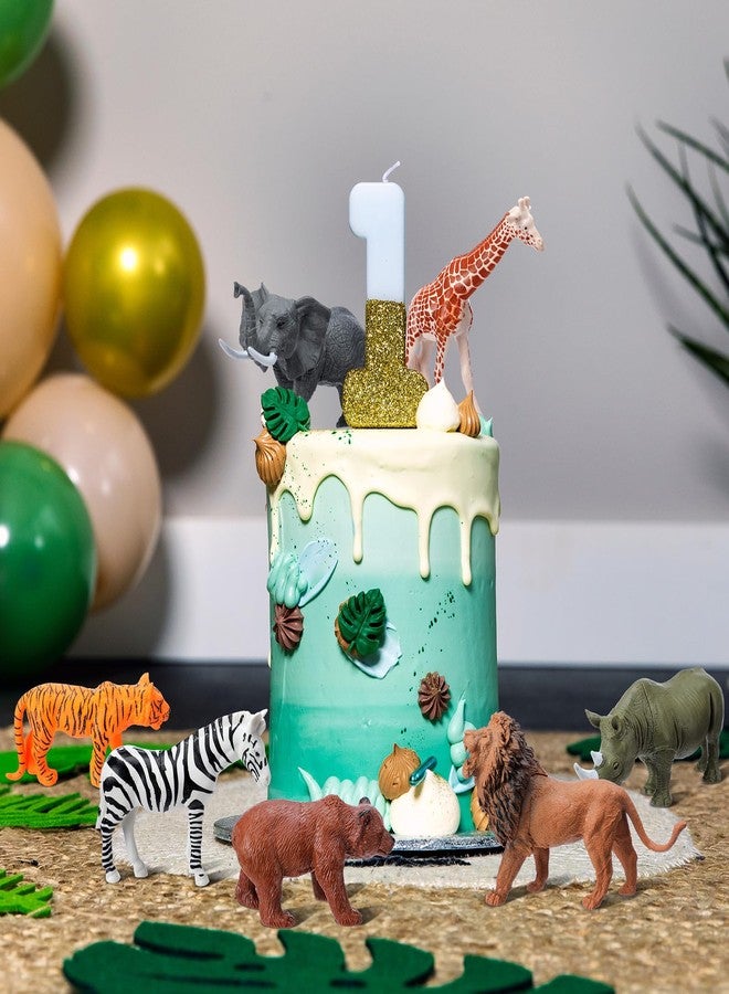 Colingmill 18 Pcs Jungle Animal Birthday Party Decorations Mini Birthday Hat Animal Figure Model Cake Toppers with Mini Hat for Birthday Party, Wild Animals Themed Party - Image 2