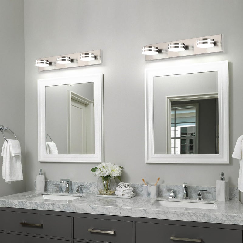 Bicrink 3-Light Bathroom Vanity Light, Brushed Nickel Bathroom Light Fixtures Over Mirror, LED Vanity Lights with 360Â°Rotating Lamp Head(24in) - Image 2