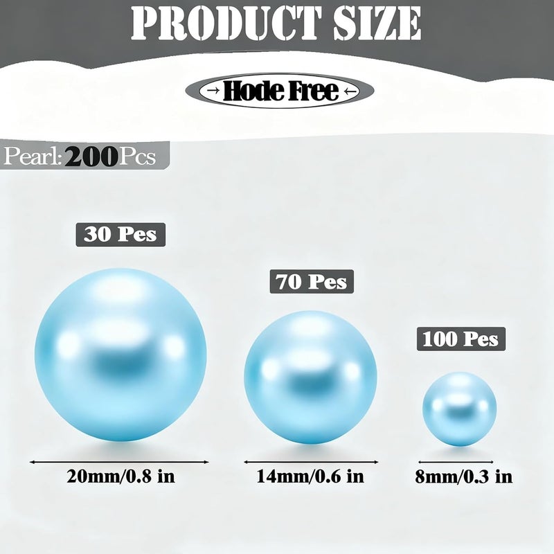 UDU 200 Pcs Vase Filler Pearl Beads No Hole Faux Polish Pearls for Centerpieces Vases Beads for vases Home Birthday Wedding Party Table Decor (Light Blue) - Image 3