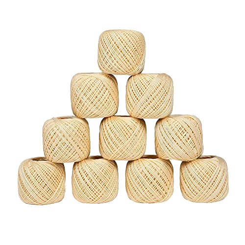 AVIROM� Crochet Thread Set - 10 Balls of 100% Cotton Yarn for Crocheting, Knitting, Tatting, and Sewing - Weight 20g, Cream Color - Total 55-60 Meters - Machine Washable and Dry - Image 1