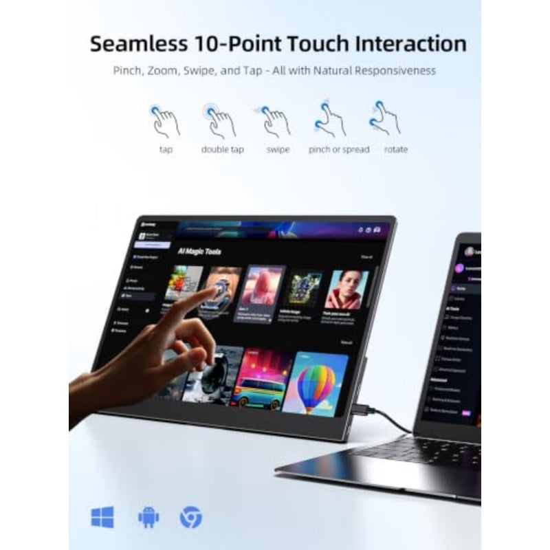 Touchscreen OLED Portable Monitor, 3K 2880x1800 120Hz 0.1ms Portable Gaming Monitor, 500 Nits 120 DCI-P3 500000:1 Ultra-Slim Design for Laptop Mini PC Phone Game Consoles - Image 3