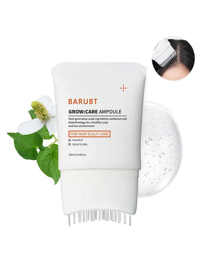 BARUBT Grow Care Ampoule, Scalp Nourishing Treatment Serum with Built-in Massage Comb Applicator, Balancing Healthy Scalp Environment Hair Care Essence for Thinning Fragile Weak Hair 100ml - Image 1