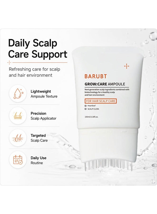 BARUBT Grow Care Ampoule, Scalp Nourishing Treatment Serum with Built-in Massage Comb Applicator, Balancing Healthy Scalp Environment Hair Care Essence for Thinning Fragile Weak Hair 100ml - Image 5