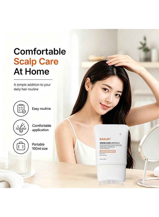 BARUBT Grow Care Ampoule, Scalp Nourishing Treatment Serum with Built-in Massage Comb Applicator, Balancing Healthy Scalp Environment Hair Care Essence for Thinning Fragile Weak Hair 100ml - Image 4
