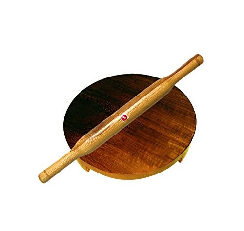 ARMAN SPOONS Royal Wooden Rolling Board Roller Teak Wood Chakla Belan Polpat Belan Chapati Maker Set of 2pc - Image 2