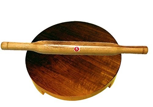 ARMAN SPOONS Royal Wooden Rolling Board Roller Teak Wood Chakla Belan Polpat Belan Chapati Maker Set of 2pc - Image 3