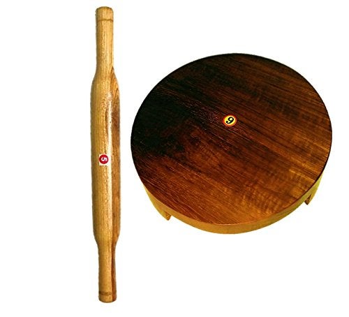 ARMAN SPOONS Royal Wooden Rolling Board Roller Teak Wood Chakla Belan Polpat Belan Chapati Maker Set of 2pc - Image 1