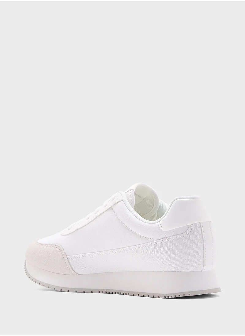 Calvin Klein Jeans RETRO LOW LACE UP CANVAS RUNNER TRAINERS