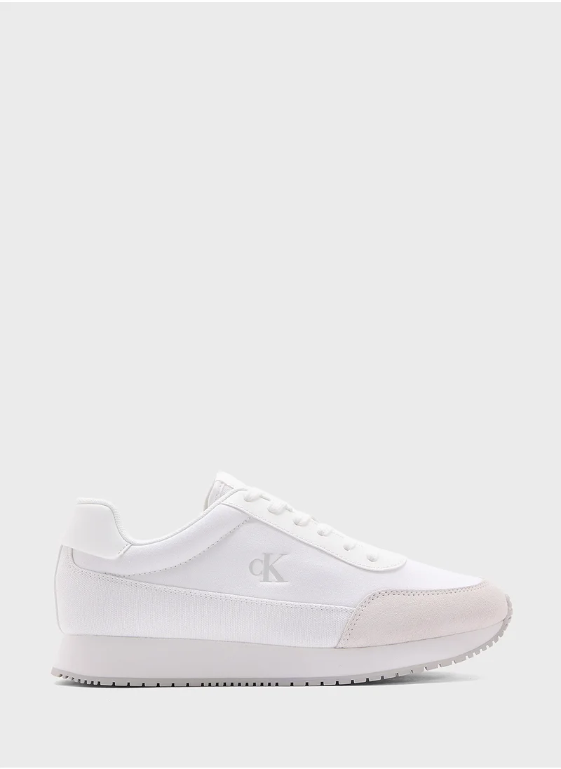 Calvin Klein Jeans RETRO LOW LACE UP CANVAS RUNNER TRAINERS