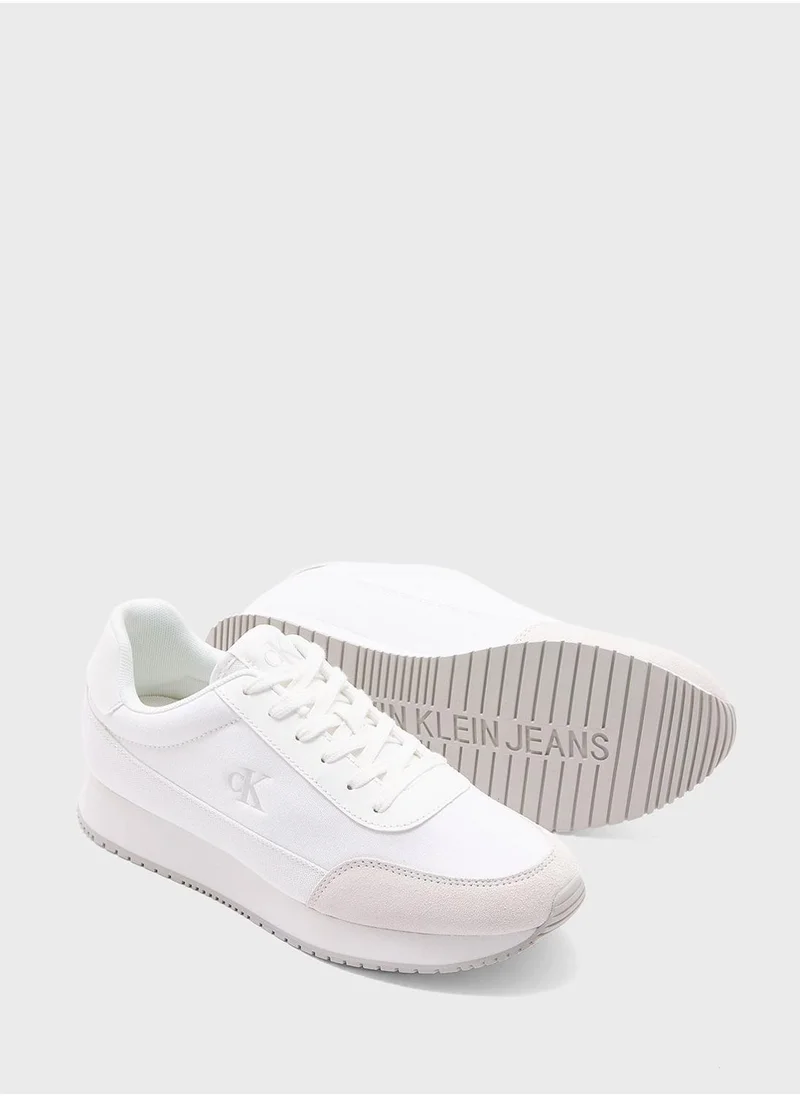Calvin Klein Jeans RETRO LOW LACE UP CANVAS RUNNER TRAINERS