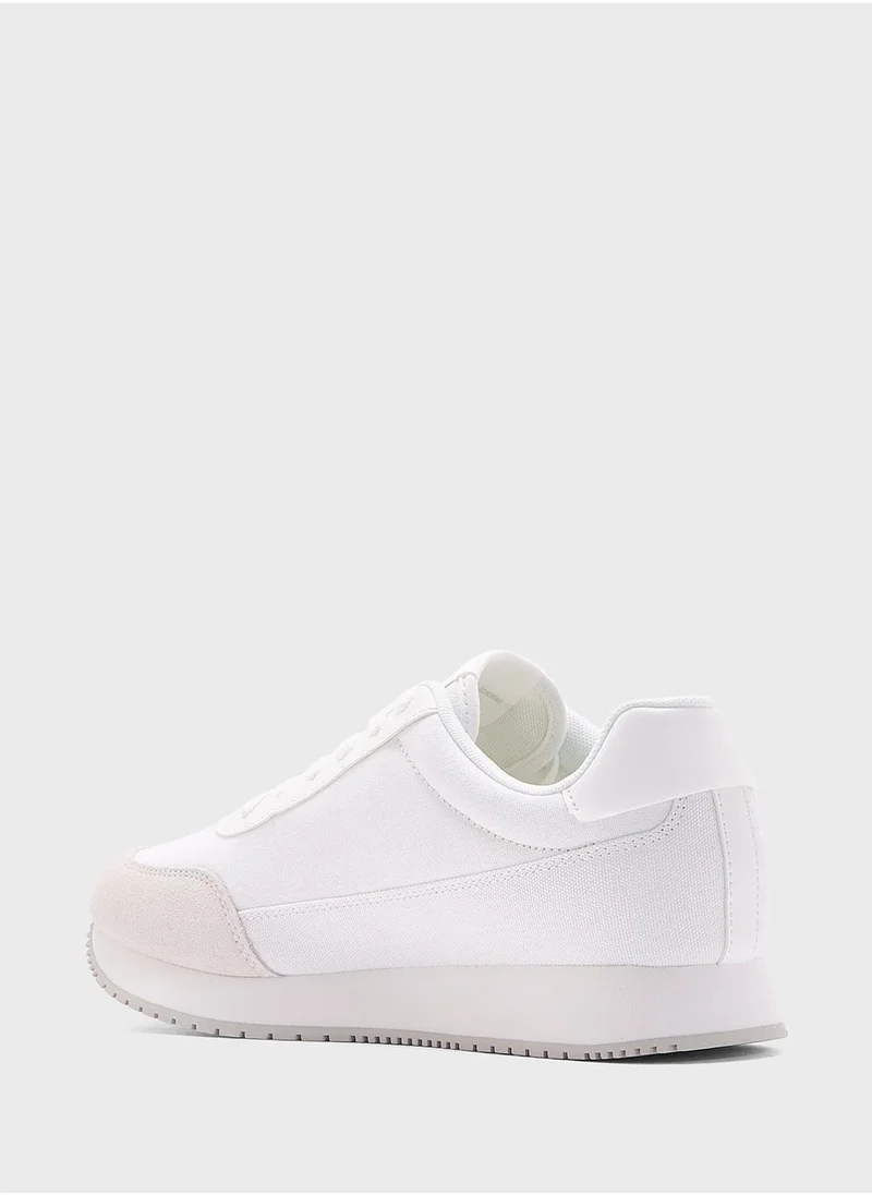 Calvin Klein Jeans RETRO LOW LACE UP CANVAS RUNNER TRAINERS