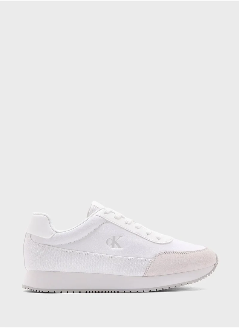 Calvin Klein Jeans RETRO LOW LACE UP CANVAS RUNNER TRAINERS