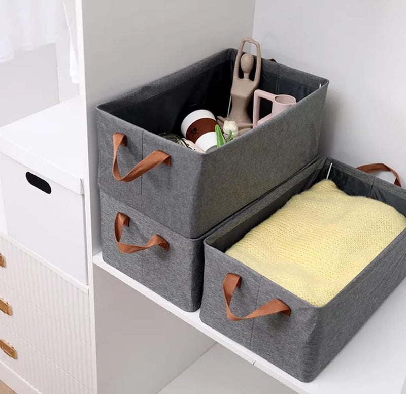 Nibbler Nibbler Pack of 2 Store Wardrobe Organizer For Clothes With Metal Frame Rectangle Storage Basket For Clothing Fabric Storage Box With Handles Shelf Basket For Clothes Pants Jeans Sweater 2  - Image 4
