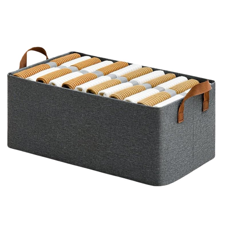 Nibbler Nibbler Pack of 2 Store Wardrobe Organizer For Clothes With Metal Frame Rectangle Storage Basket For Clothing Fabric Storage Box With Handles Shelf Basket For Clothes Pants Jeans Sweater 2  - Image 1