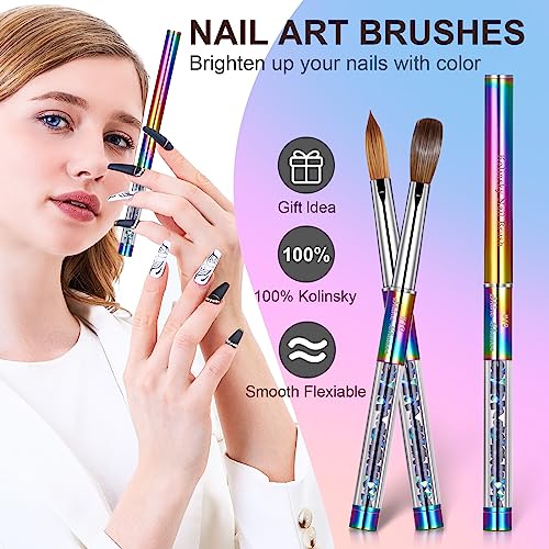 Shine Chance Acrylic Nail Brush Size 10, 100% Real Kolinsky Art Nail Brush for Acrylic Powder Application, Handmade Women Manicure Nail Extension Tool for Professional DIY Home Salon and Beginners - Image 2