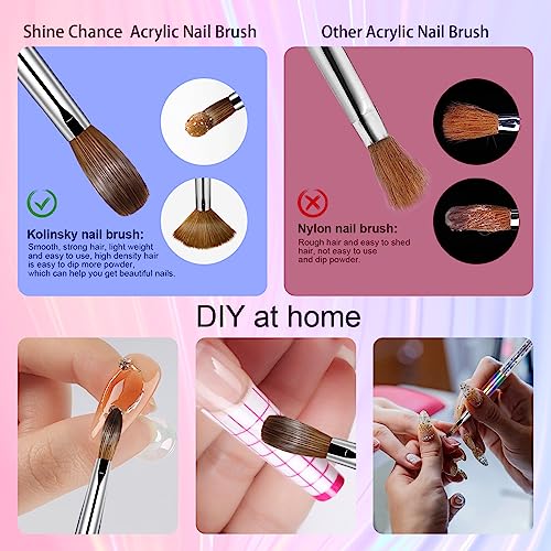 Shine Chance Acrylic Nail Brush Size 10, 100% Real Kolinsky Art Nail Brush for Acrylic Powder Application, Handmade Women Manicure Nail Extension Tool for Professional DIY Home Salon and Beginners - Image 5