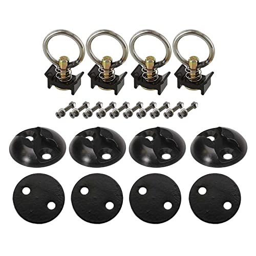 US Cargo Control L Track Tie Down System, Round Tie-Down Anchor Point Kit with Round Ring, Great to Secure UTV, ATV, Motorcycle, Snowmobile, Lawnmower - Image 1