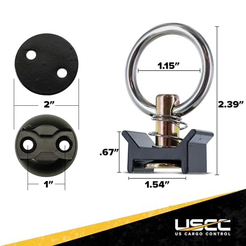 US Cargo Control L Track Tie Down System, Round Tie-Down Anchor Point Kit with Round Ring, Great to Secure UTV, ATV, Motorcycle, Snowmobile, Lawnmower - Image 3