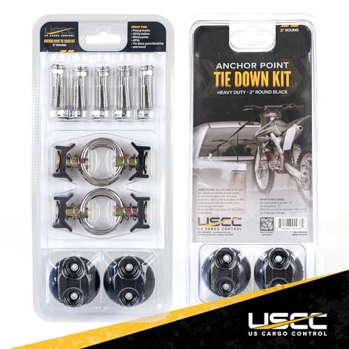 US Cargo Control L Track Tie Down System, Round Tie-Down Anchor Point Kit with Round Ring, Great to Secure UTV, ATV, Motorcycle, Snowmobile, Lawnmower - Image 2