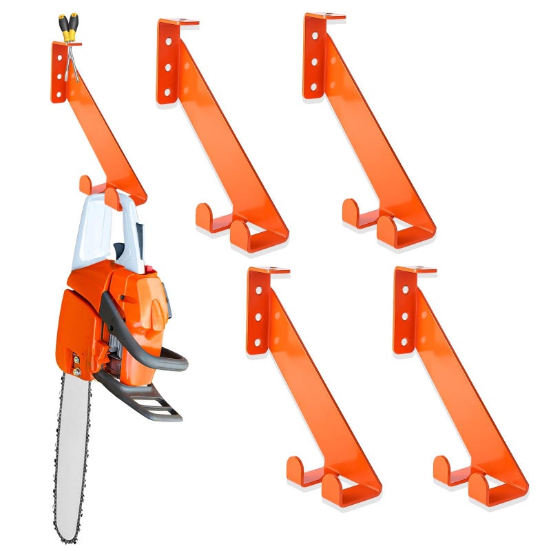 iulrtba 3 in 1 Chainsaw Holder 10" - Heavy Duty Chainsaw Wall Mount, 10 Gauge Steel Chain Saw Hanger for Garage Organization, Hefty Rack Storage Organizer for Chainsaw Accessories and Tools, 180lbs Capacity - Image 1
