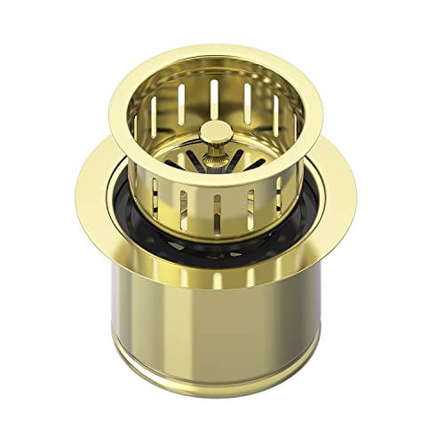 BOTEMY Extended Garbage Disposal Flange Basket Strainer Stopper, Deep 304 Stainless Steel Kitchen Sink Flange Stopper for 3-1/2 Inch Standard Sink Drain Hole, Bright Gold Deep Sink Disposal Strainer - Image 1