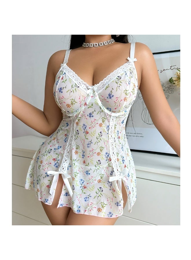 Women's tulle lingerie with lace trim - short nightgown - comfortable feminine babydoll - elegant and attractive design - Image 2