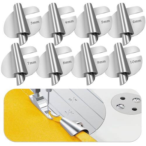 TIGARI Sewing Rolled Hemmer Foot, 8 Sizes Rolled Hem Presser Foot, Wide Rolled Hem Pressure Foot Sewing Machine Feet Hemming Machine Hand Sewing Machine Sewing Accessories - Image 1