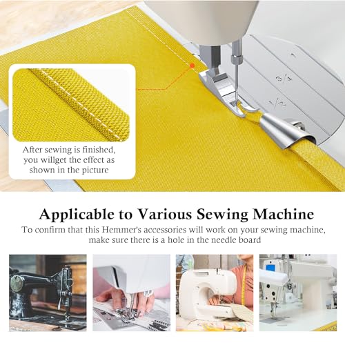 TIGARI Sewing Rolled Hemmer Foot, 8 Sizes Rolled Hem Presser Foot, Wide Rolled Hem Pressure Foot Sewing Machine Feet Hemming Machine Hand Sewing Machine Sewing Accessories - Image 4