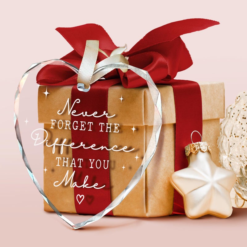 SUCHAGIFT Never Forget The Difference That You Make - Thank You Gifts for Women  Boss  Coworkers  Manager  Teacher  Nurse  Mom  Friends - Appreciation Thank You Christmas Ornaments - Glass Hanging Ornament - Image 3