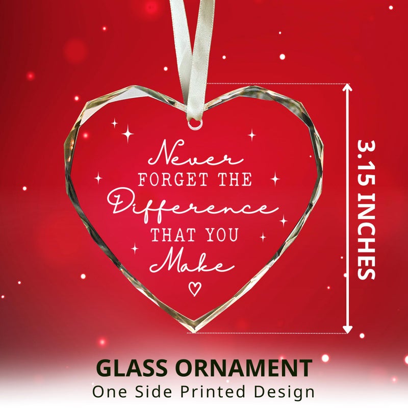SUCHAGIFT Never Forget The Difference That You Make - Thank You Gifts for Women  Boss  Coworkers  Manager  Teacher  Nurse  Mom  Friends - Appreciation Thank You Christmas Ornaments - Glass Hanging Ornament - Image 2